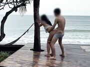 高级黄金海岸酒店室外双飞两淫女