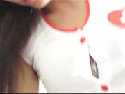 高颜值性感身材美女，情趣护士服挑逗，主动女上位干男的，无套抽插颜射